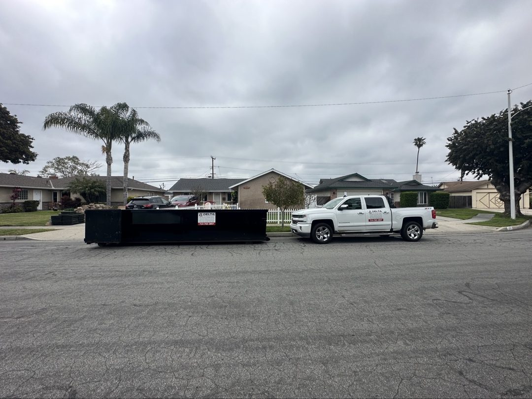 Real Delta dumpster trailer and truck in Buena Park, California
