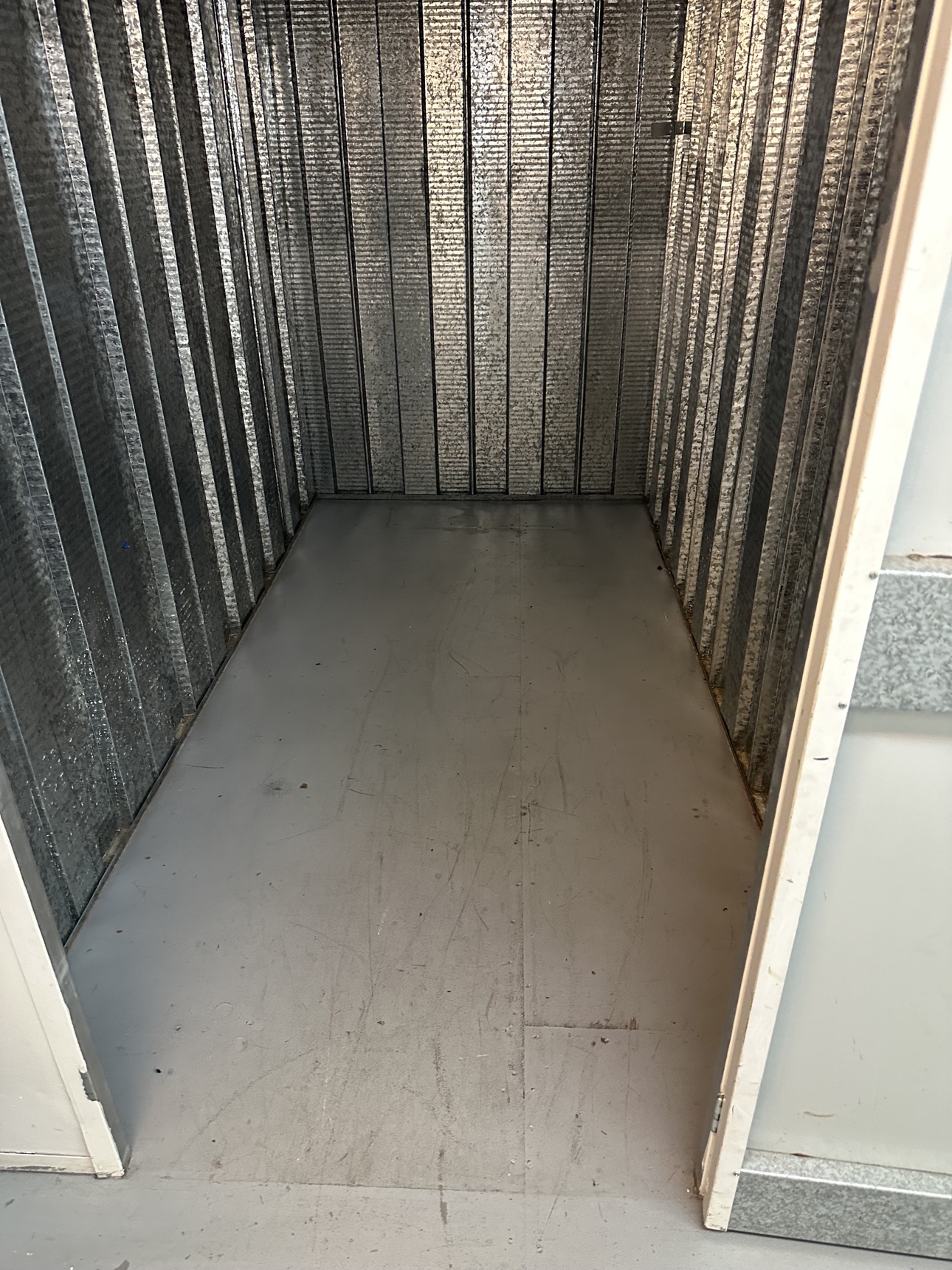 Empty storage unit after Delta completed the Chino clean-out