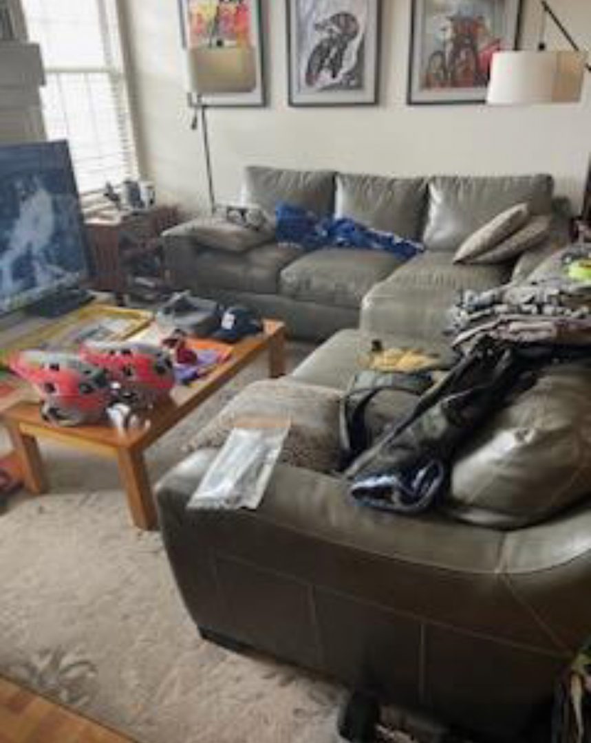 Real Delta condo living room cleanout in Lake Forest, California