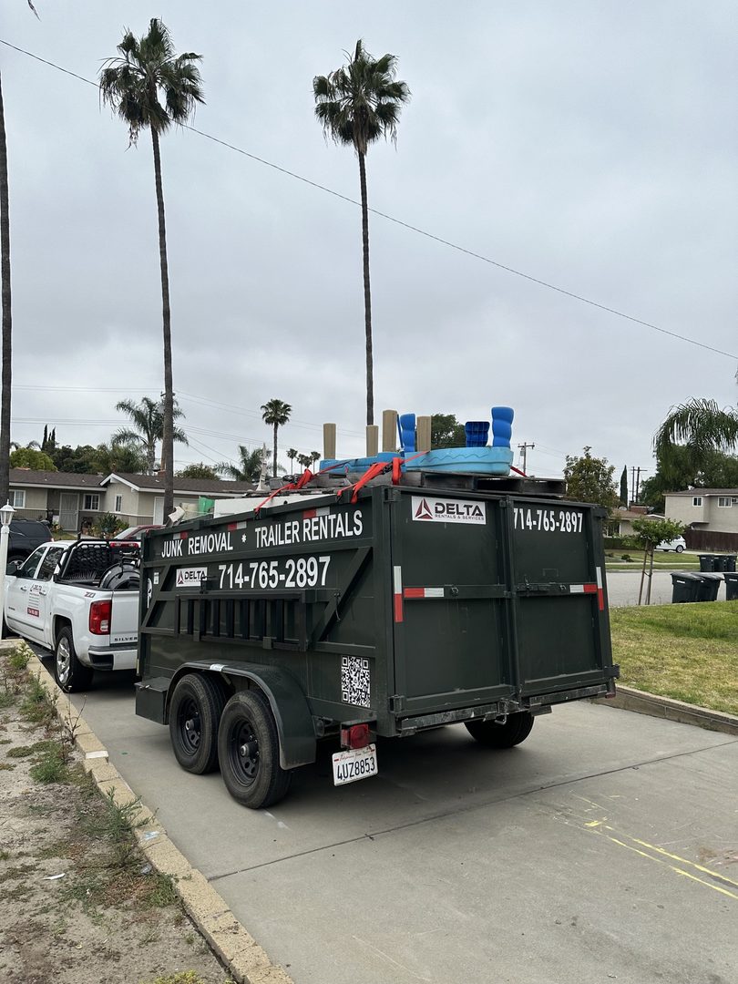 Real Delta trailer loaded with junk in Orange, California